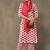 women printed regular cotton kurta with palazzos & with dupatta