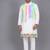 White multicolored printed cotton Men Kurta Set