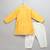 mustard yellow embroidered cotton silk men kurta set