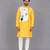 mustard yellow embroidered cotton silk men kurta set