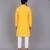 mustard yellow embroidered cotton silk men kurta set