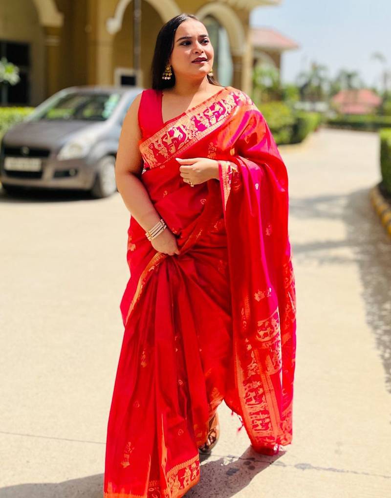 pink woven design zari banarasi saree