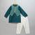 teal blue cotton silk woven kurta set