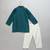 teal blue cotton silk woven kurta set