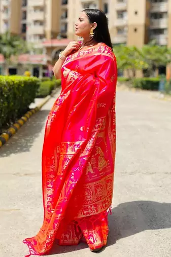 pink woven design zari banarasi saree