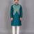 teal blue cotton silk woven kurta set