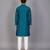 teal blue cotton silk woven kurta set