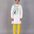 White kite printed cotton silk Men Kurta Set