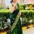 green ethnic motif zari woven banarasi saree