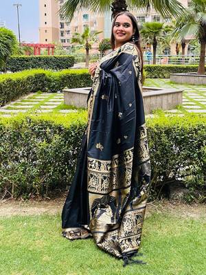 black woven design zari saree 2