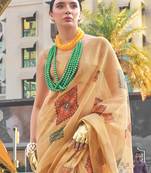 beige ethnic motifs tissue banarasi saree