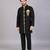 Black embroidered cotton silk Men Bandhgala and Pant