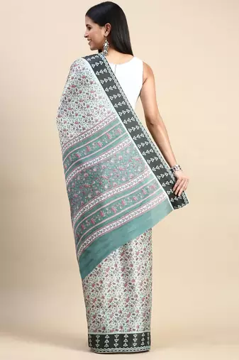 green floral printed pashmina saree