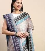 green floral printed pashmina saree