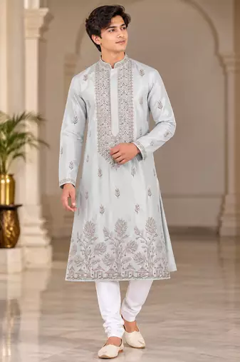Soft cream embroidered kurta set