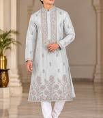 Soft cream embroidered kurta set
