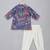 purple printed cotton silk men kurta set
