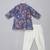 purple printed cotton silk men kurta set