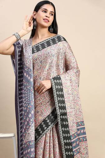 multicolor floral printed pashmina saree