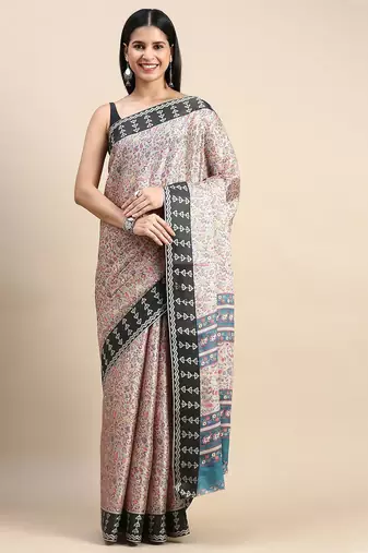 multicolor floral printed pashmina saree