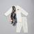 Off white printed cotton silk drape dupatta Men Kurta Set