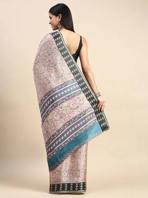 multicolor floral printed pashmina saree 4