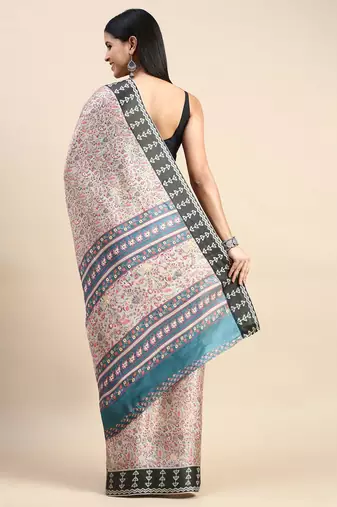 multicolor floral printed pashmina saree