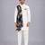 Off white printed cotton silk drape dupatta Men Kurta Set