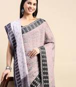 grey floral printed pashmina saree