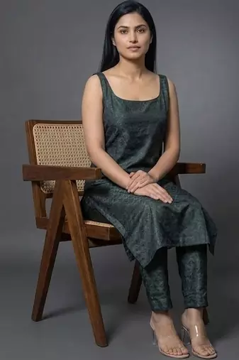 women shoulder straps straight kurta with trousers