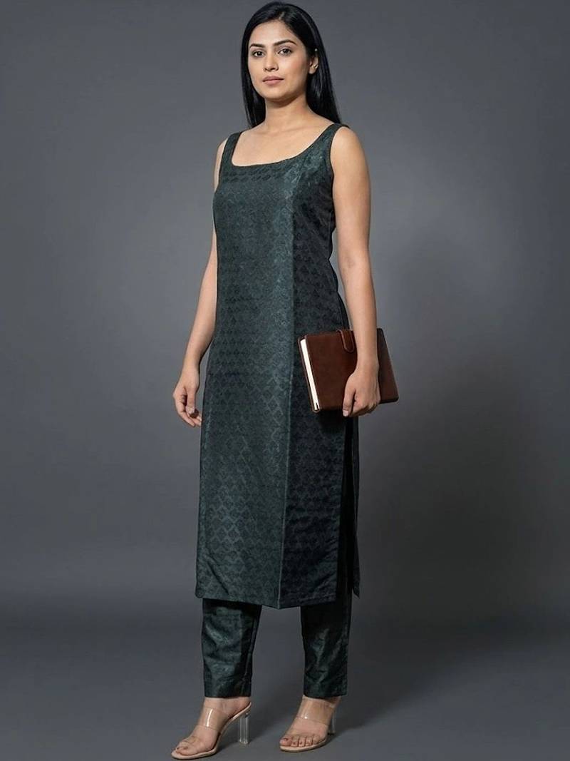 women shoulder straps straight kurta with trousers