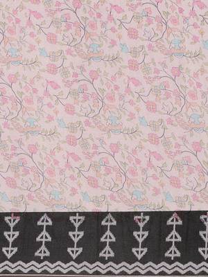 grey floral printed pashmina saree 5