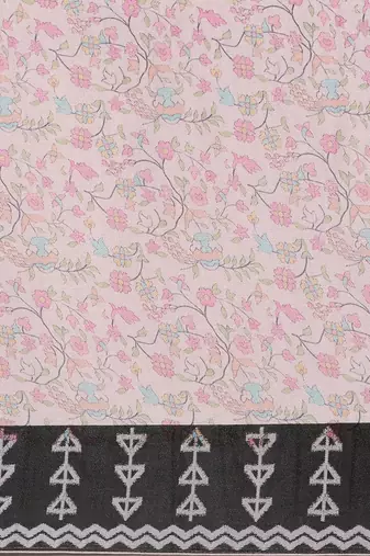 grey floral printed pashmina saree