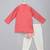Coral pink printed cotton silk drape dupatta Men Kurta Set