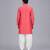 Coral pink printed cotton silk drape dupatta Men Kurta Set