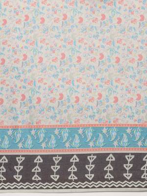 green floral printed pashmina saree 5