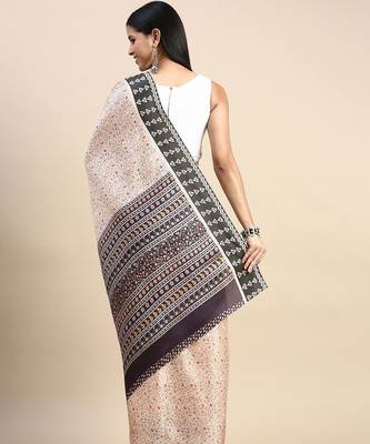 peach floral printed pashmina saree 4