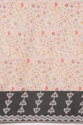 peach floral printed pashmina saree