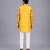 Mustard yellow floral printed cotton silk Men Kurta Set