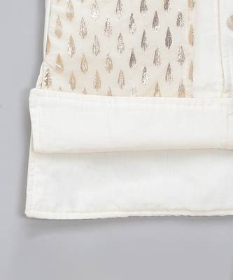 White embroidered cotton silk Men Bandhgala and Pant 6