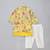 Mustard yellow printed cotton silk Men Kurta Set
