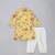 Mustard yellow printed cotton silk Men Kurta Set