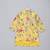 Mustard yellow printed cotton silk Men Kurta Set