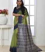 green ethnic motifs woven design tussar saree