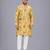 Mustard yellow printed cotton silk Men Kurta Set