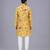 Mustard yellow printed cotton silk Men Kurta Set