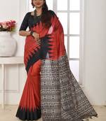 red tussar silk saree