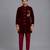 Maroon embroidered velvet Men Bandhgala and Pant