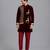 Maroon deer embroidered velvet Men Bandhgala and Pant