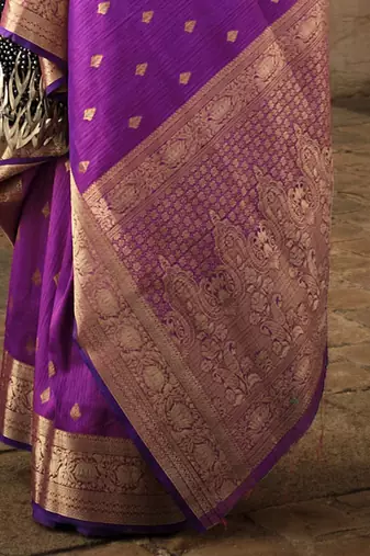 purple purple & gold ethnic motifs woven design zari banarasi saree